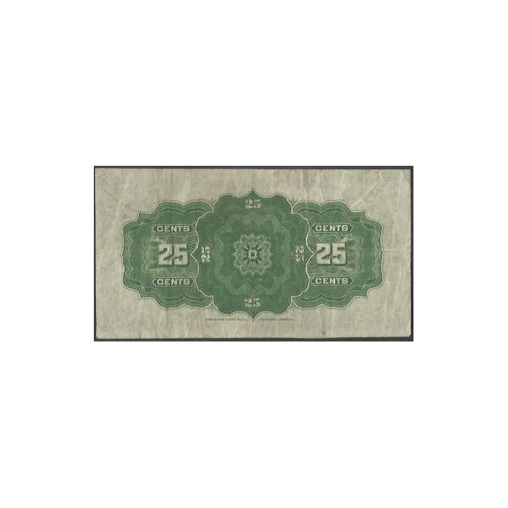 Canada 25 Cents 2 Jul 1923 P10a reverso