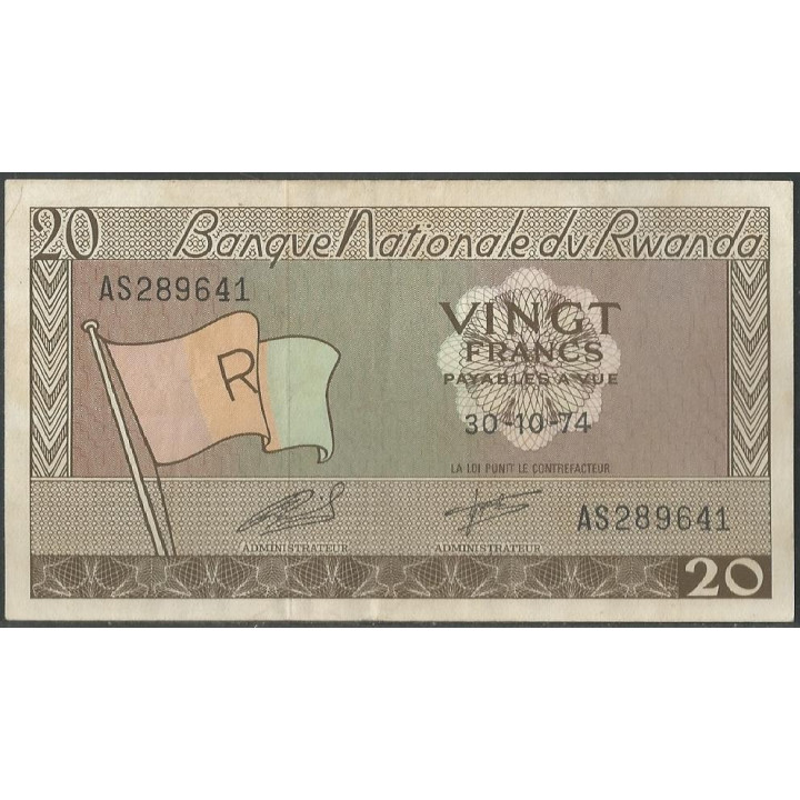 Rwanda 20 Francs 30 Oct 1974 P6d