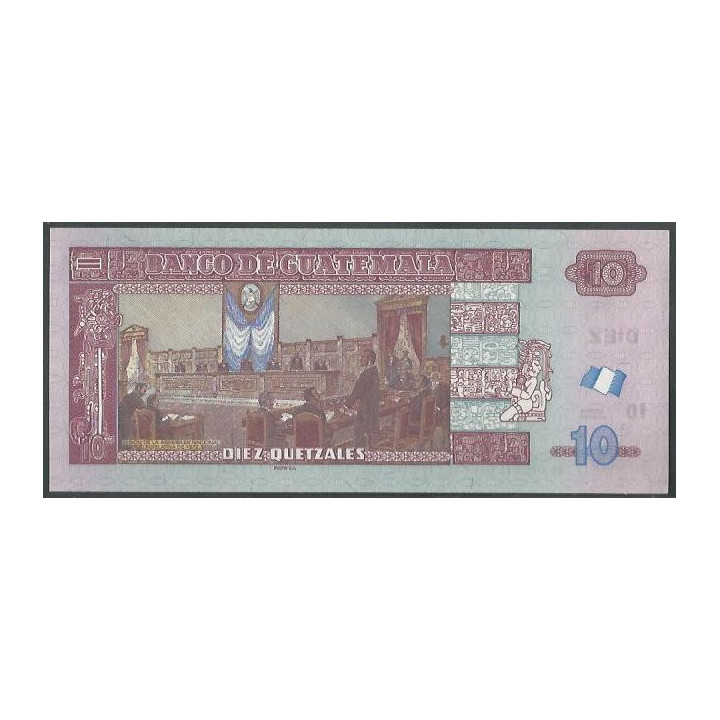 Guatemala 10 Quetzales 13 Feb 2019 P123Af reverso