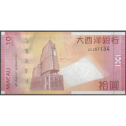 Macao - Banco Nacional Ultramarino 10 Patacas 8 Ago 2005 P80a