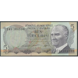Turkya 5 Liras L1930 (1968) P179-2