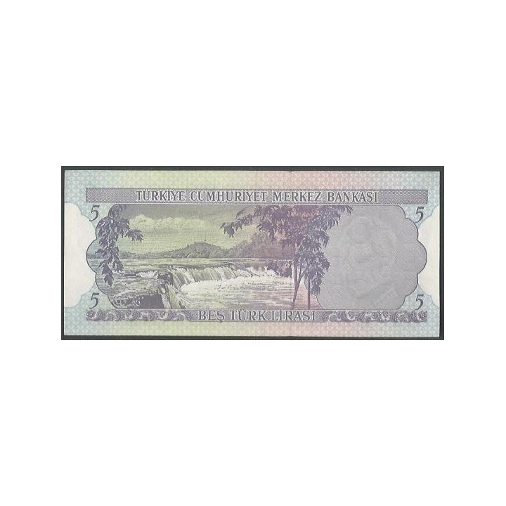 Turkya 5 Liras L1930 (1968) P179-2 reverso