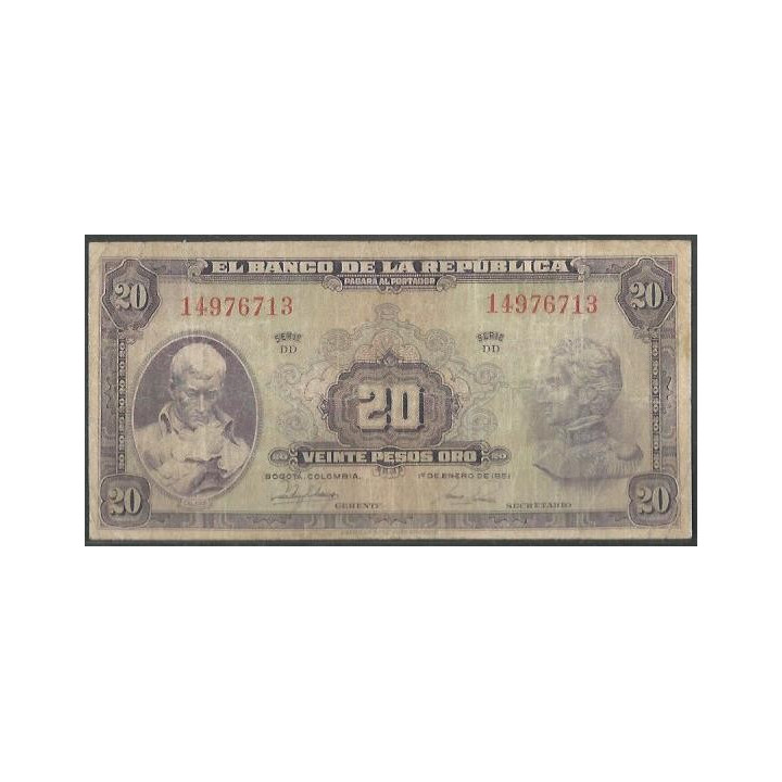 Billete de 20 Pesos 1 Ene 1951 BGW217
