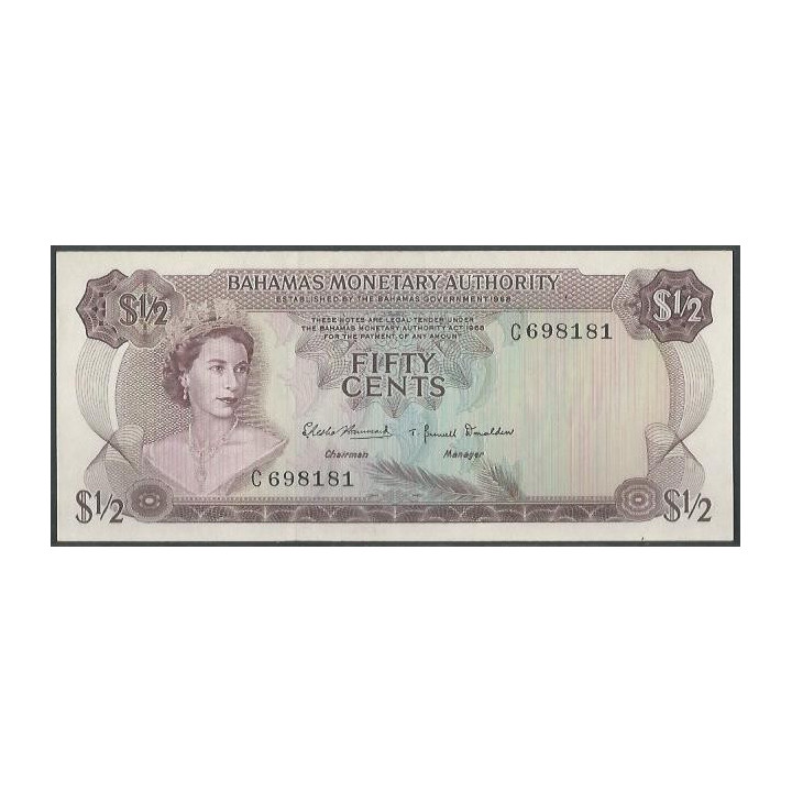 Bahamas 1/2 Dollar L1968 P26a