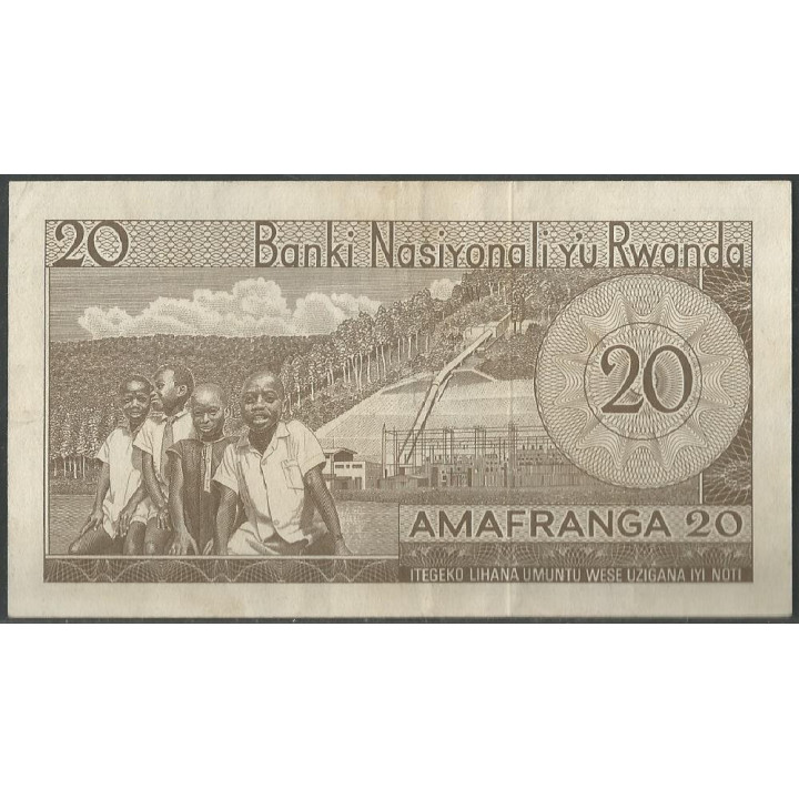 Rwanda 20 Francs 30 Oct 1974 P6d reverso