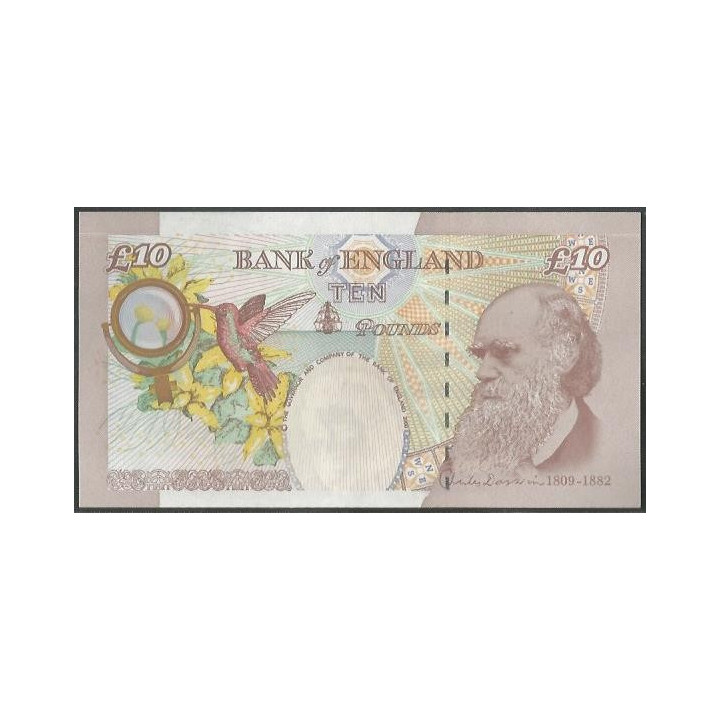 Inglaterra 10 Pounds 2012 P389d reverso