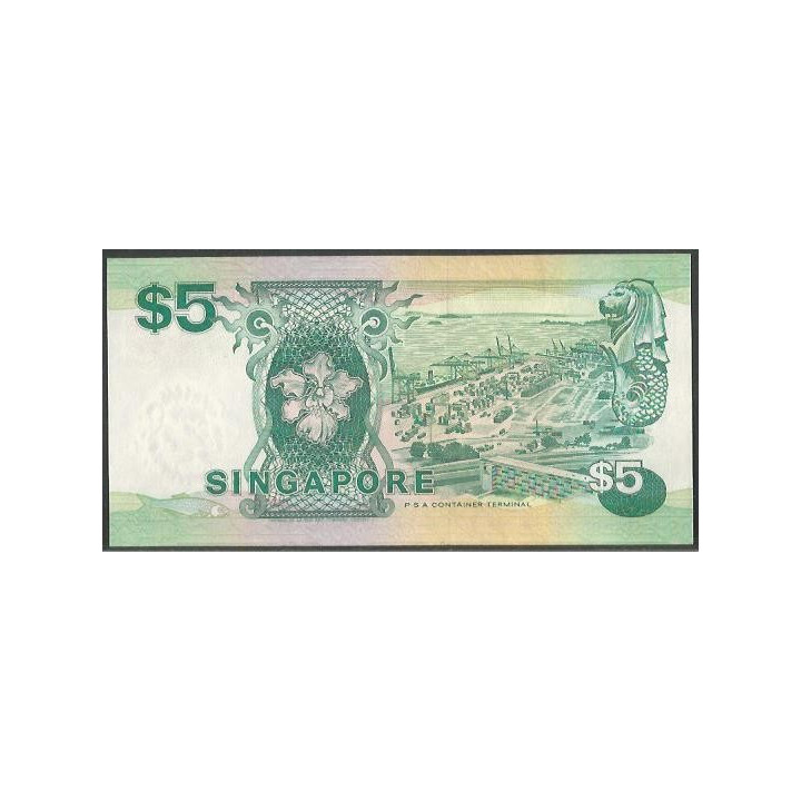 Singapur 5 Dollars ND1989 P35 reverso