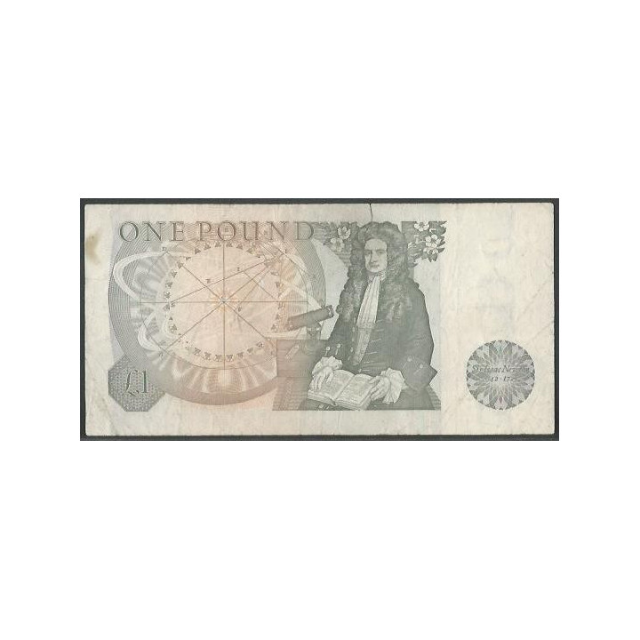 Inglaterra 1 Pound ND1977-80 P377a reverso