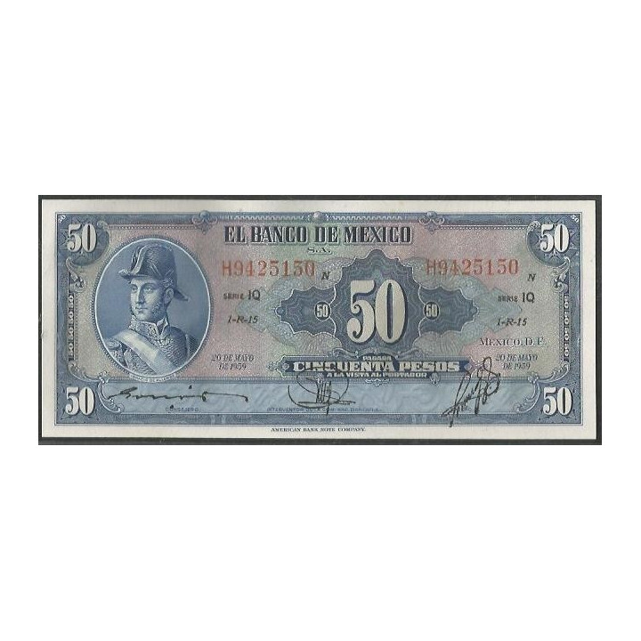 Mexico 50 Pesos 20 May 1959 Serie IQ P49l
