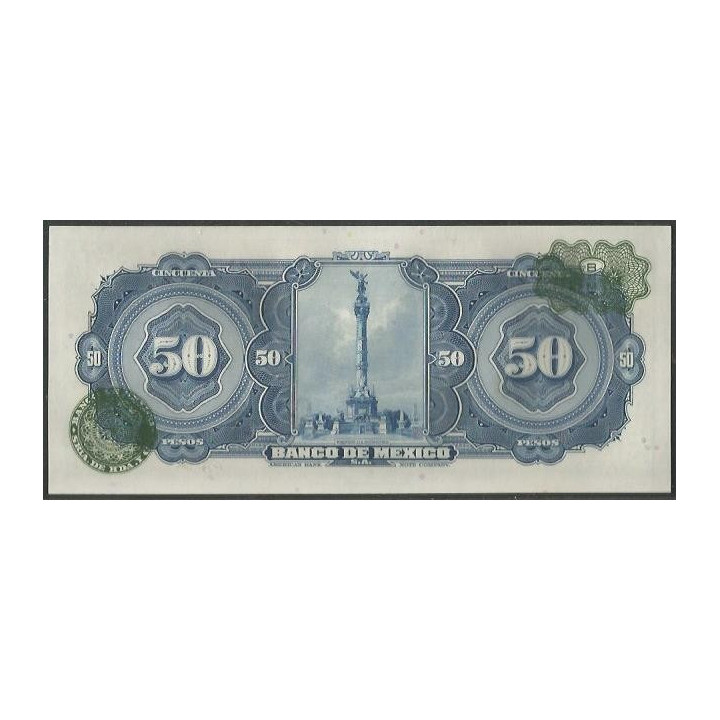 Mexico 50 Pesos 20 May 1959 Serie IQ P49l reverso