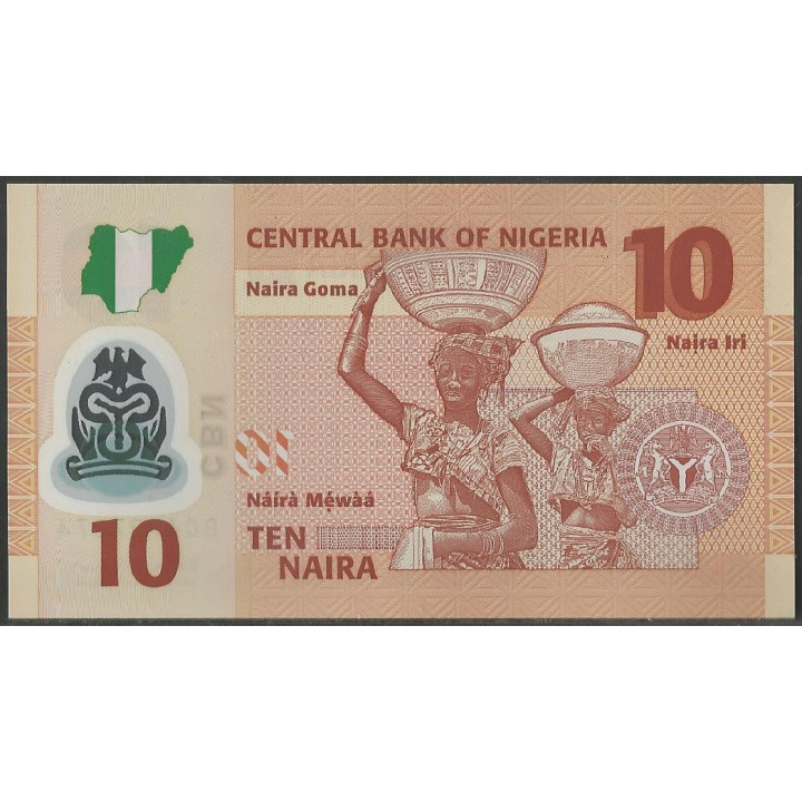 Nigeria 10 Naira 2013 P39d reverso
