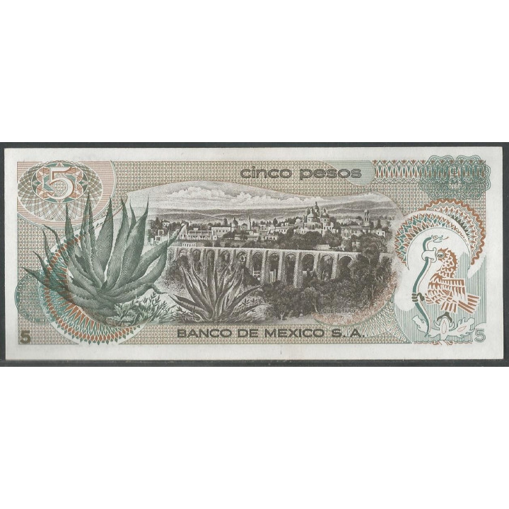 Mexico 5 Pesos 27 Jun 1972 Serie 1AQ P62c reverso