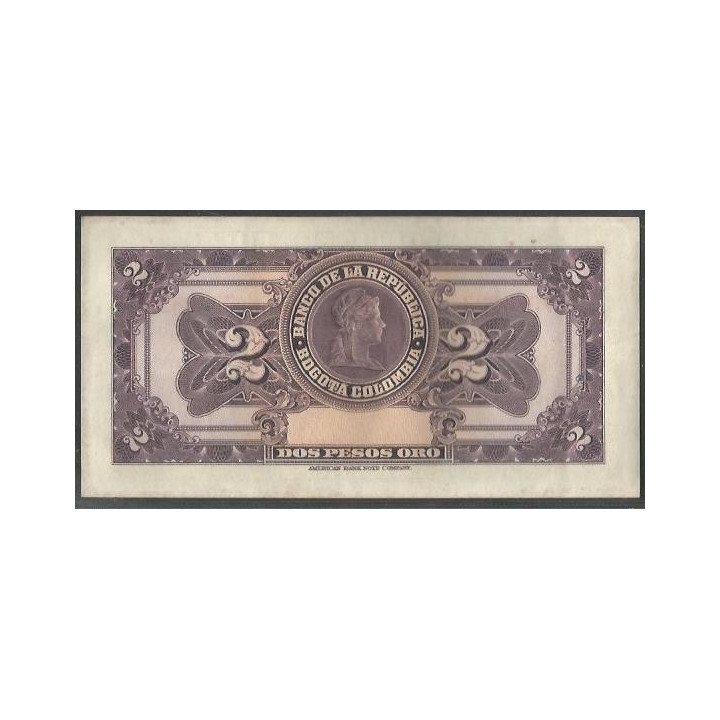 Billete de 2 Pesos 20 Jul 1943 7 Dig BGW085 reverso
