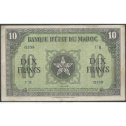 Marruecos 10 Francs 1 May 1943 P25a