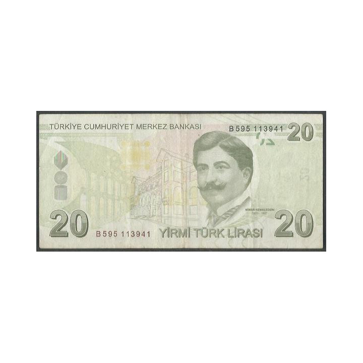 Turkya 20 Liras ND2009 P224b reverso