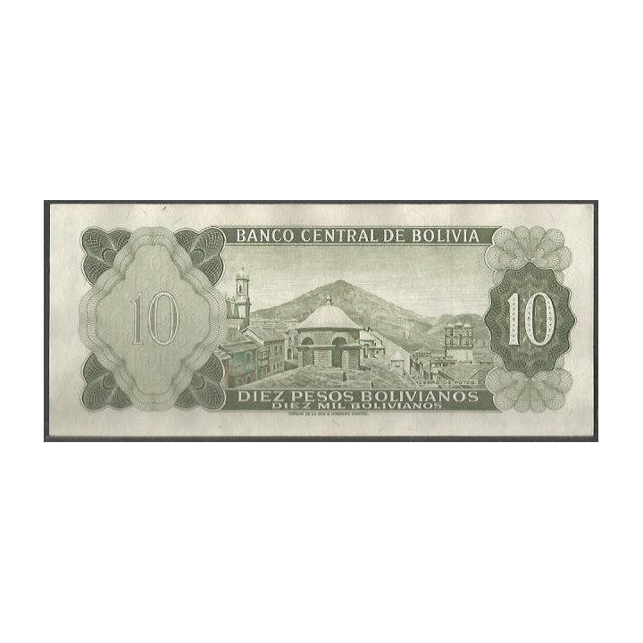 Bolivia 10 Pesos Bolivianos L 13 Jul 1962 Serie X P154a reverso