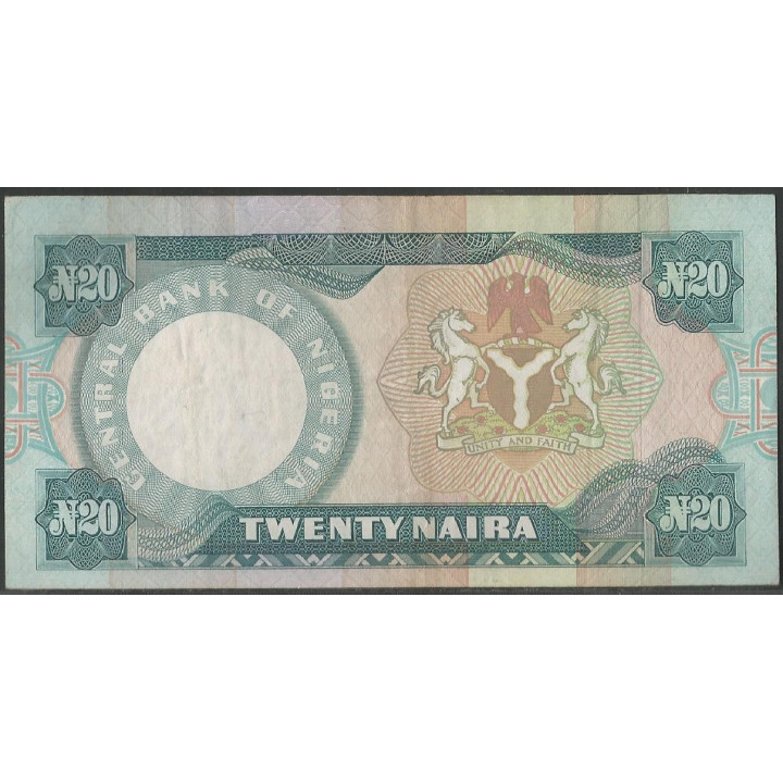 Nigeria 20 Naira ND1984-2000 Firma 6 P26b reverso