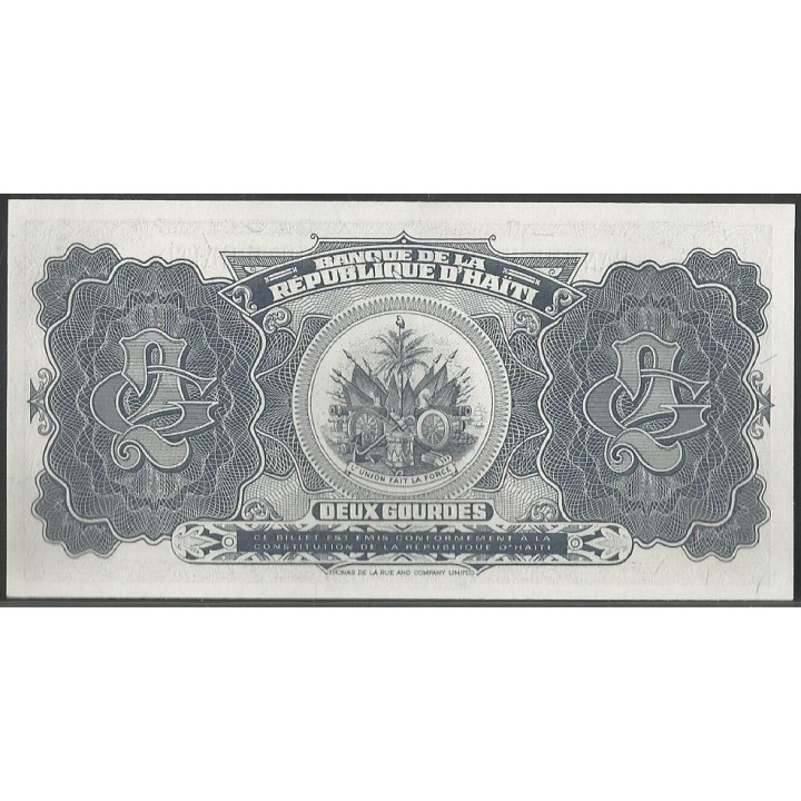 Haiti 2 Gourdes 1992 P260a reverso