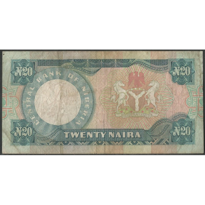 Nigeria 20 Naira 2005 Firma 14 P26j reverso