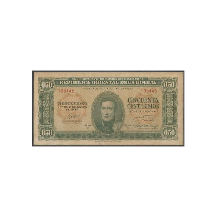Uruguay 50 Centesimos L1939 Serie Q P34