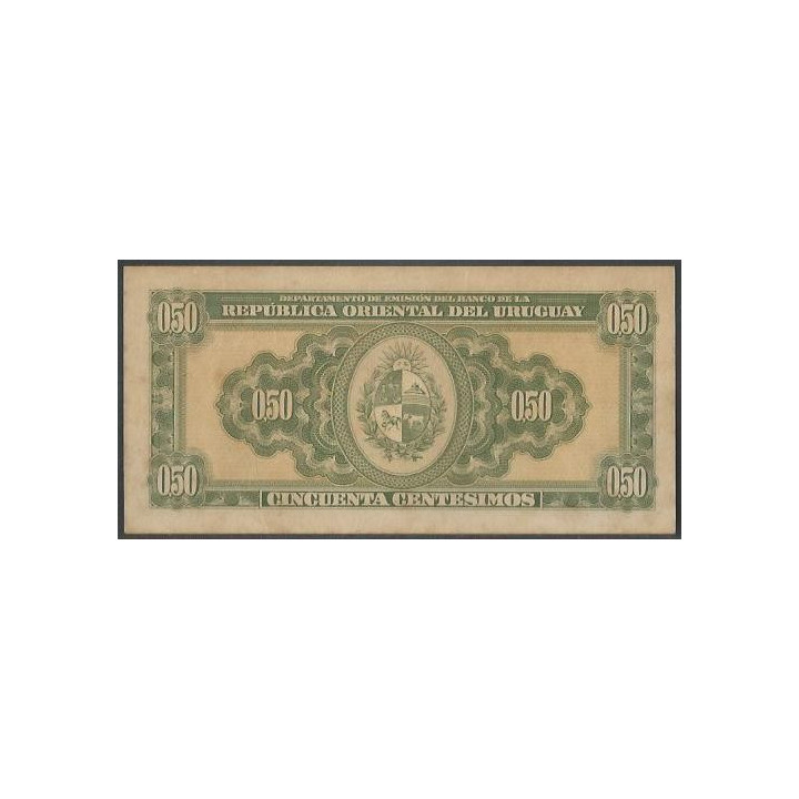 Uruguay 50 Centesimos L1939 Serie Q P34 reverso