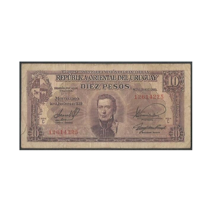 Uruguay 10 Pesos L1939 Serie C P37c