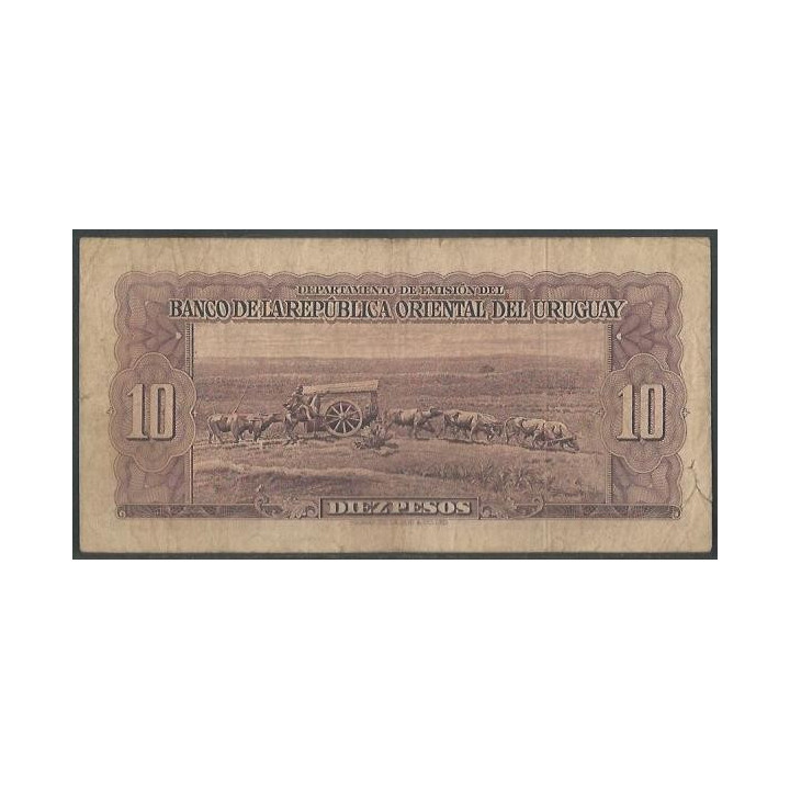 Uruguay 10 Pesos L1939 Serie C P37c reverso