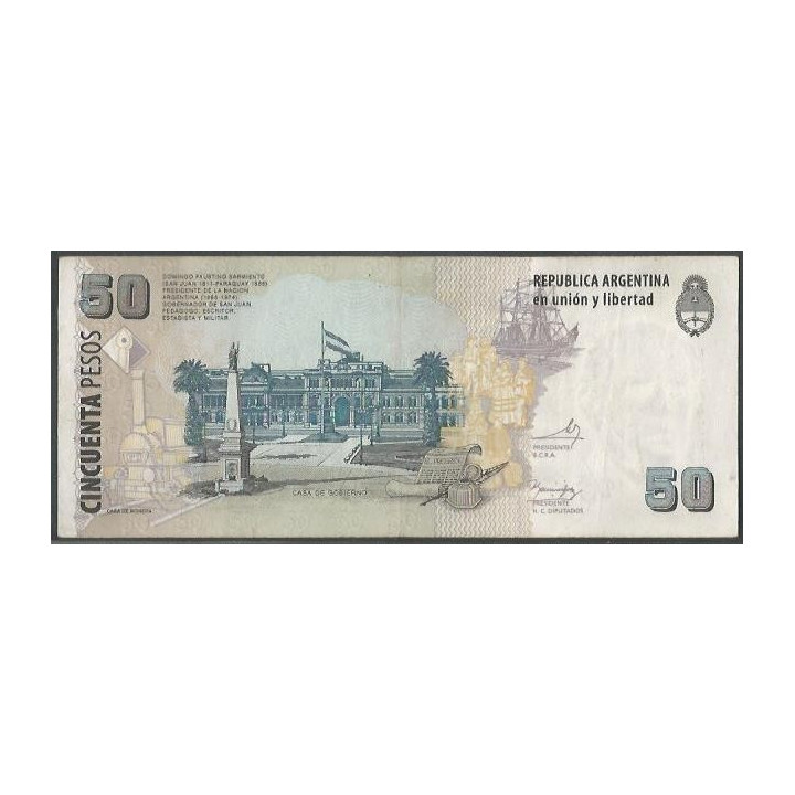 Argentina 50 Pesos ND2003-13 Serie G P356 reverso