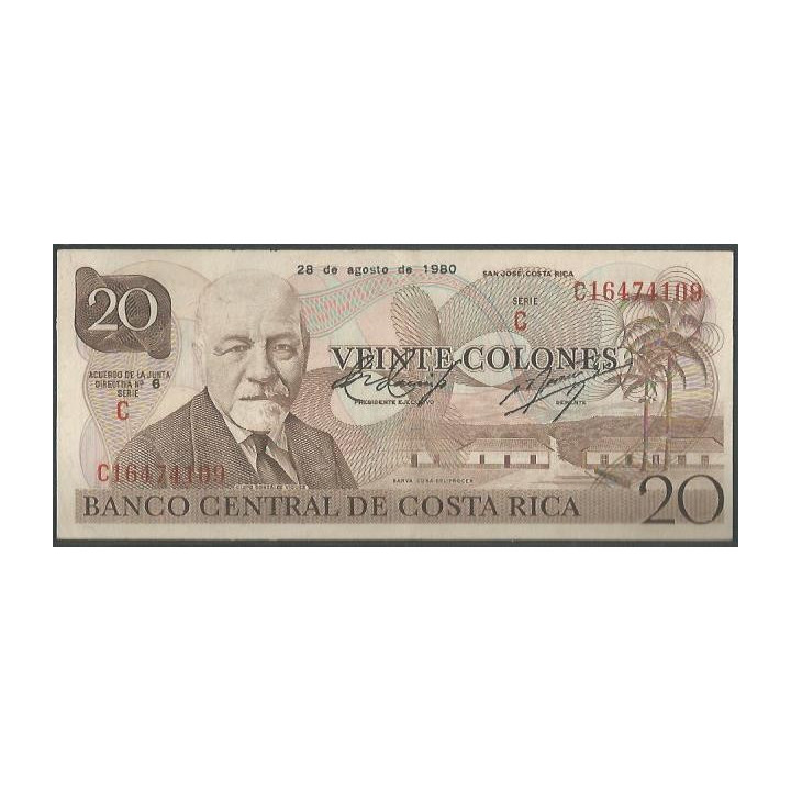 Costa Rica 20 Colones 28 Ago 1980 P238c