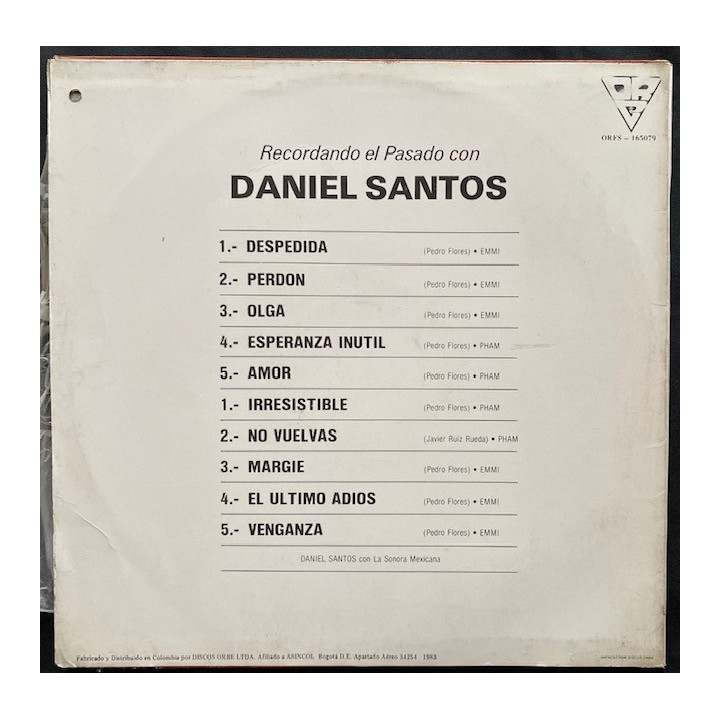 Daniel Santos Recordando el pasado con Daniel Santos - Colombia reverso