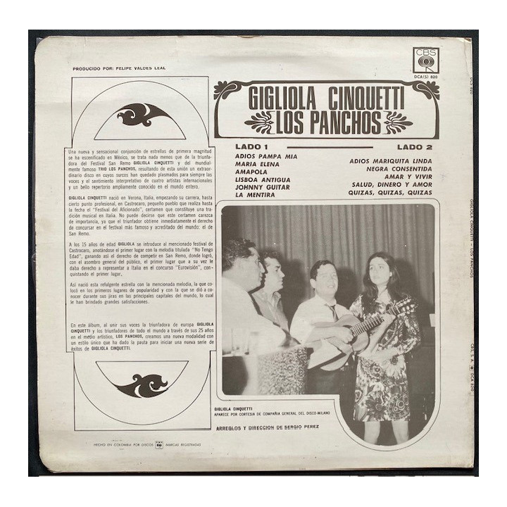 Gigliola Cinquetti - Los Panchos - Colombia reverso