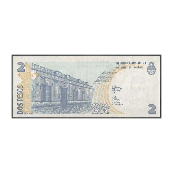 Argentina 2 Pesos ND2002 Serie H P352 reverso
