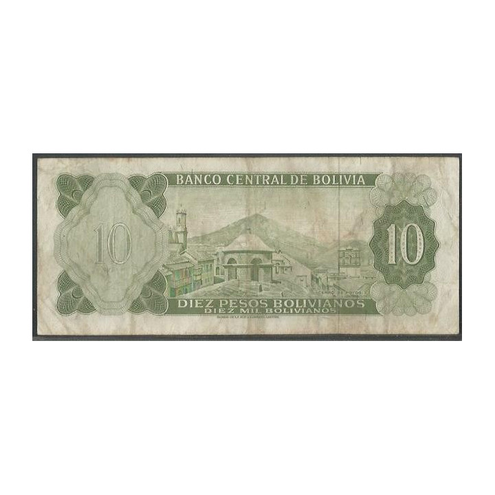 Bolivia 10 Pesos Bolivianos L 13 Jul 1962 Serie G P154a reverso