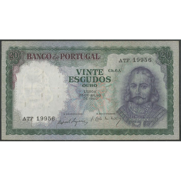 Portugal 20 Escudos 26 Jul 1960 P163a