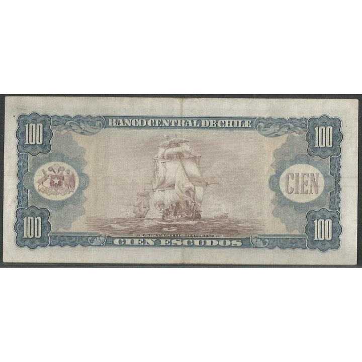 Chile 100 Escudos ND1962-75 F P141 reverso