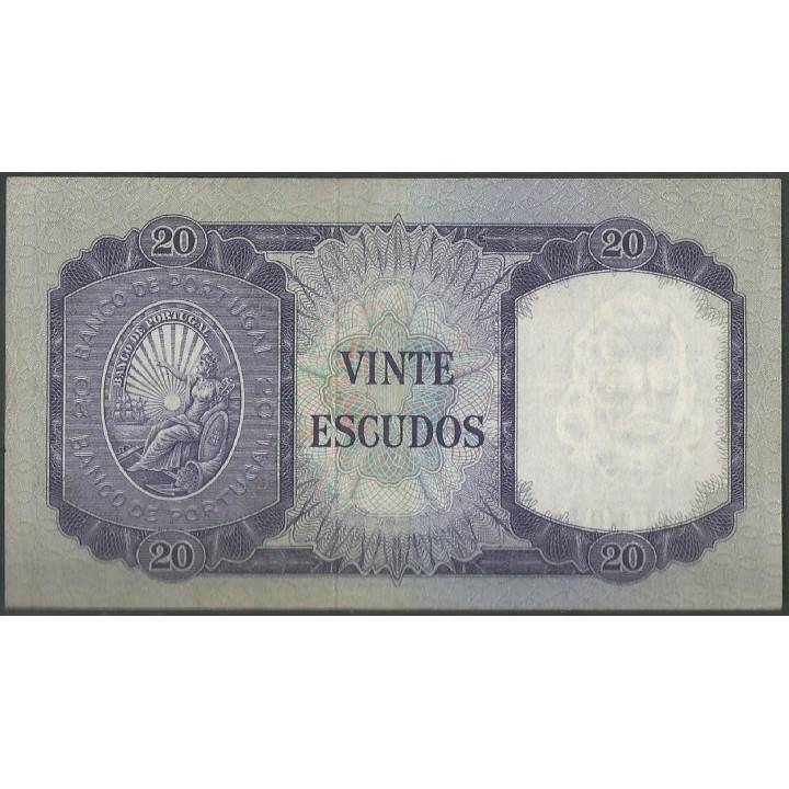 Portugal 20 Escudos 26 Jul 1960 P163a reverso