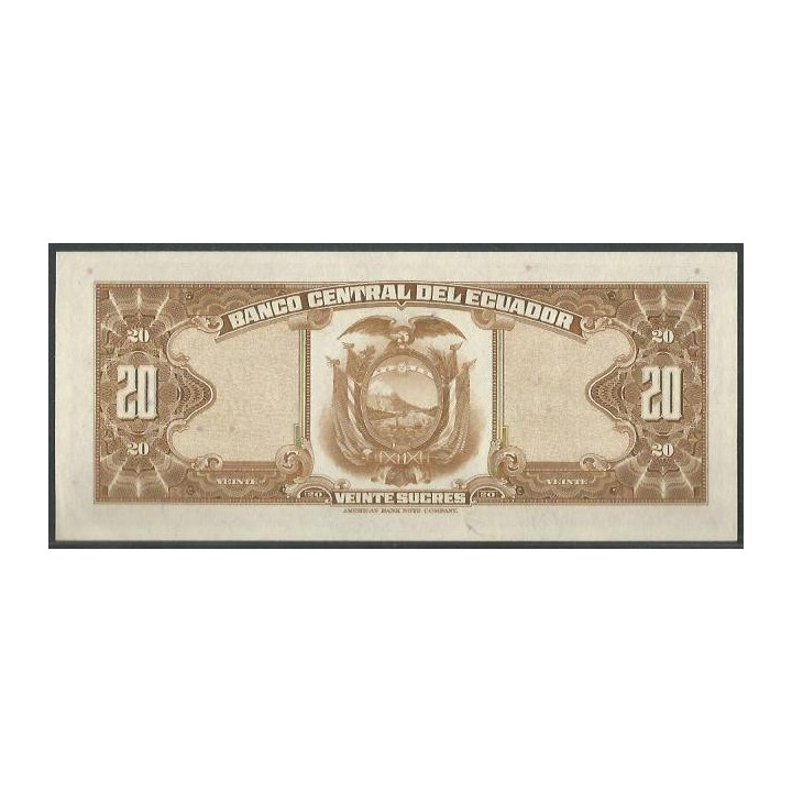 Ecuador 20 Sucres 20 May 1971 KY P103b reverso