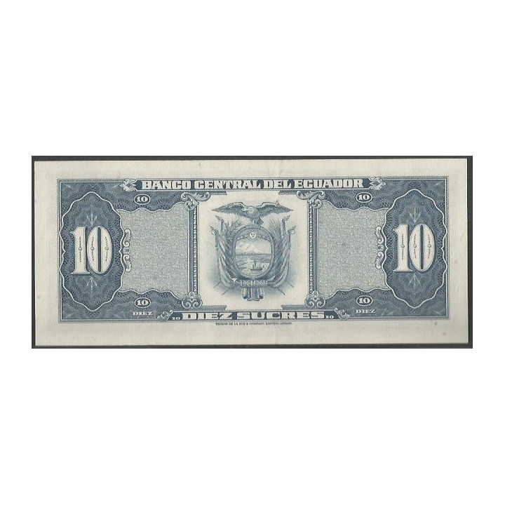 Ecuador 10 Sucres 24 May 1968 KX P114a reverso