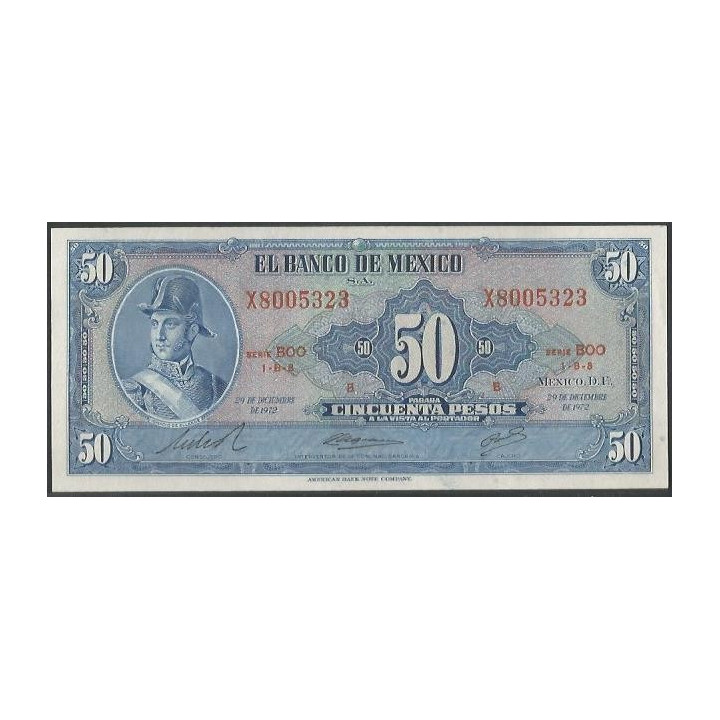 Mexico 50 Pesos 29 Dic 1972 Serie BOO P49u