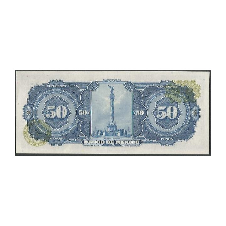 Mexico 50 Pesos 29 Dic 1972 Serie BOO P49u reverso