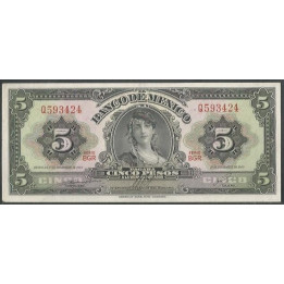 Mexico 5 Pesos 19 Nov 1969 Serie BGR P60j