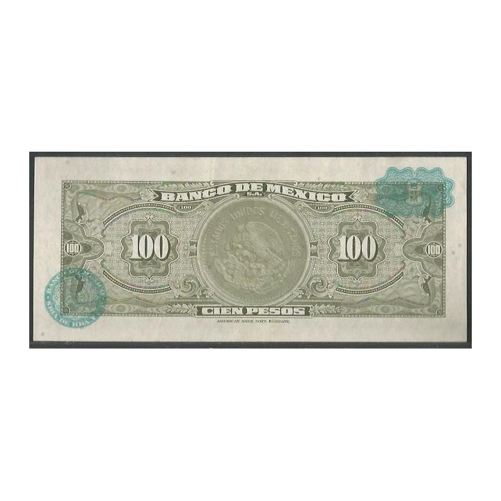 Mexico 100 Pesos 29 Dic 1972 Serie BSJ P61h reverso
