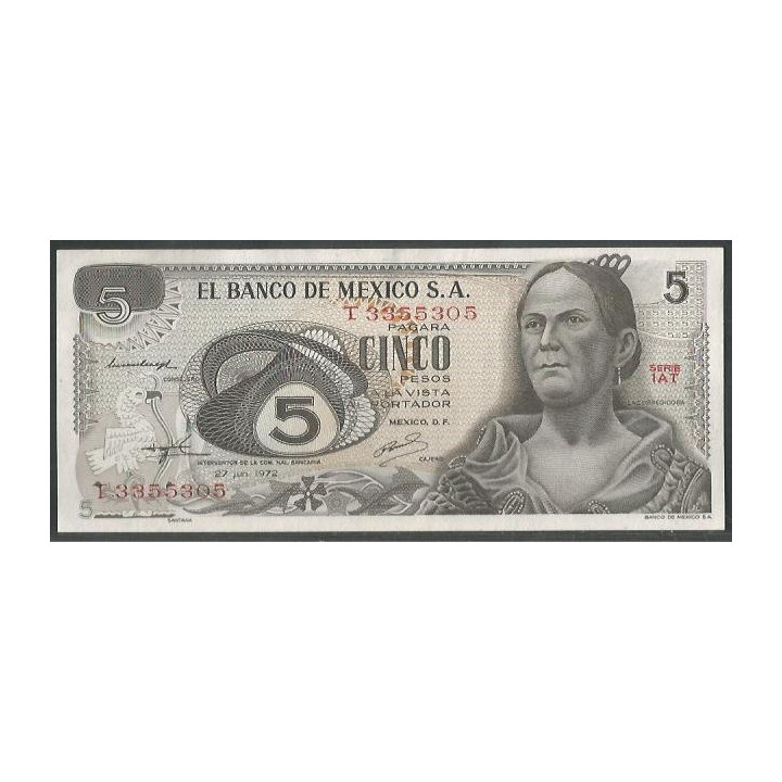 Mexico 5 Pesos 27 Jun 1972 Serie 1AT P62c