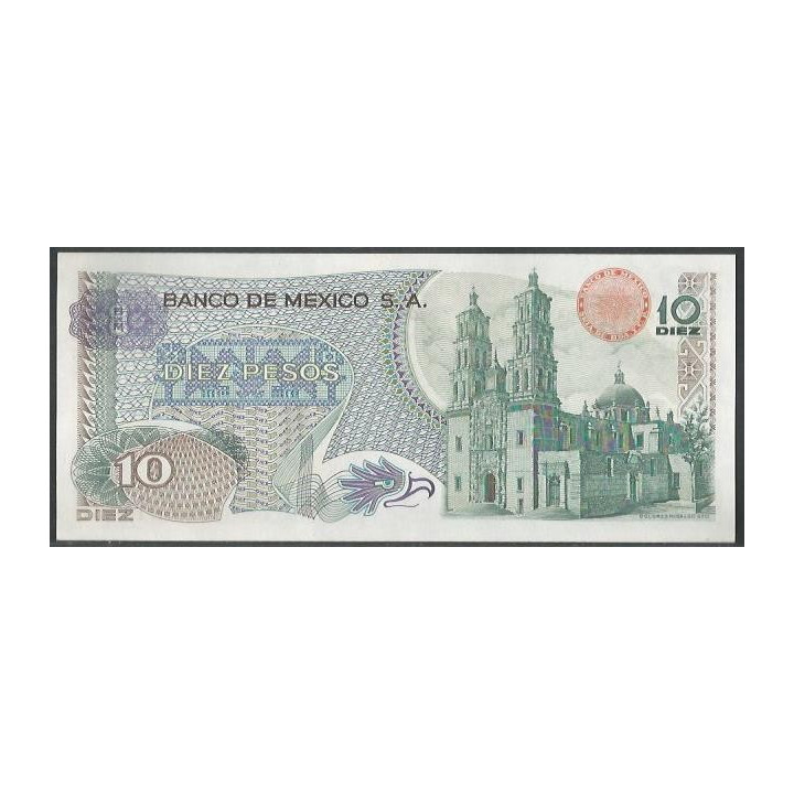 Mexico 10 Pesos 18 Feb 1977 Serie 1FB P63i reverso