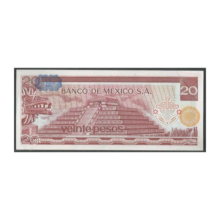 Mexico 20 Pesos 8 Jul 1976 Serie CP P64c reverso