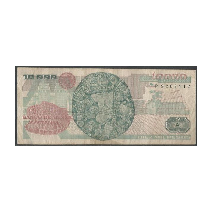 Mexico 10.000 Pesos 1 Feb 1988 Serie ND P90b reverso