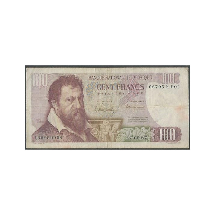 Belgica 100 Francs 13 Feb 1967 P134a