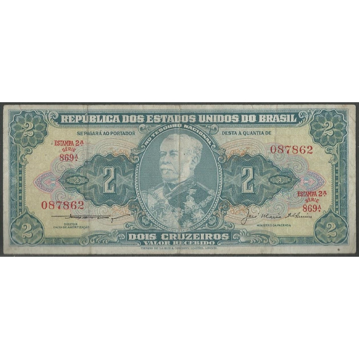 Brasil 2 Cruzeiros ND1956-8 Firma 5 P157Ab