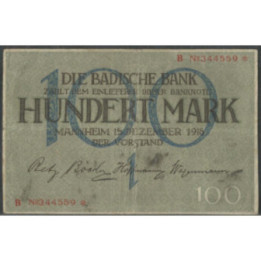 Alemania - Banco de Baden 100 Mark 15 Dic 1918 Ps907