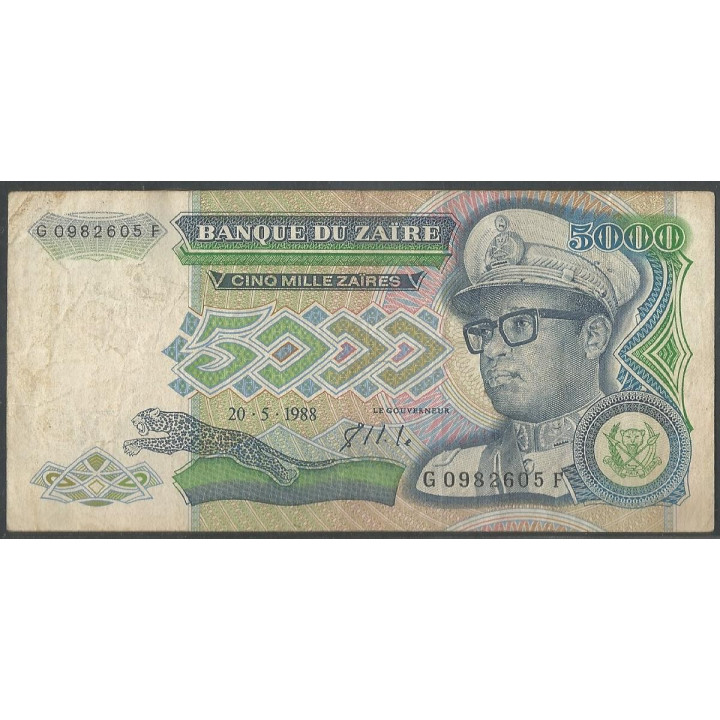 Zaire 5.000 Zaires 20 May 1988 P37b